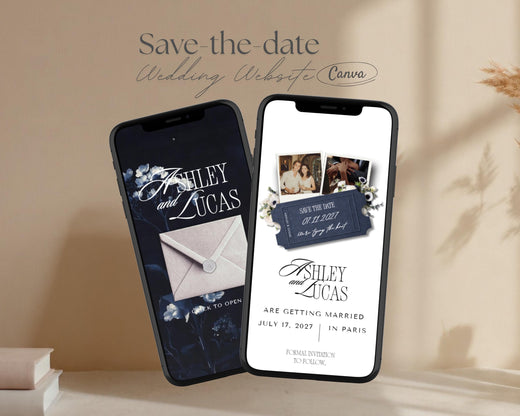 Midnight Opulence Navy Save the Date Website Template