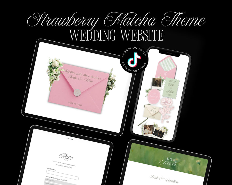 Strawberry Matcha Wedding Website Template
