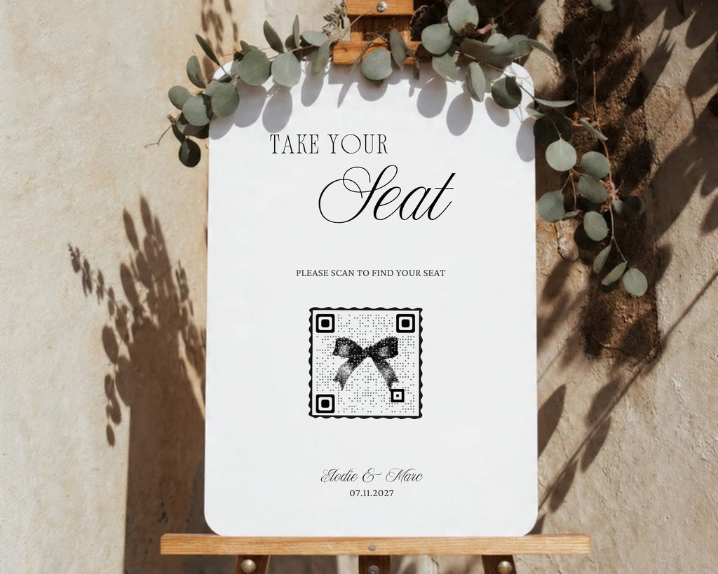 Printable Take Your Seat QR code sign