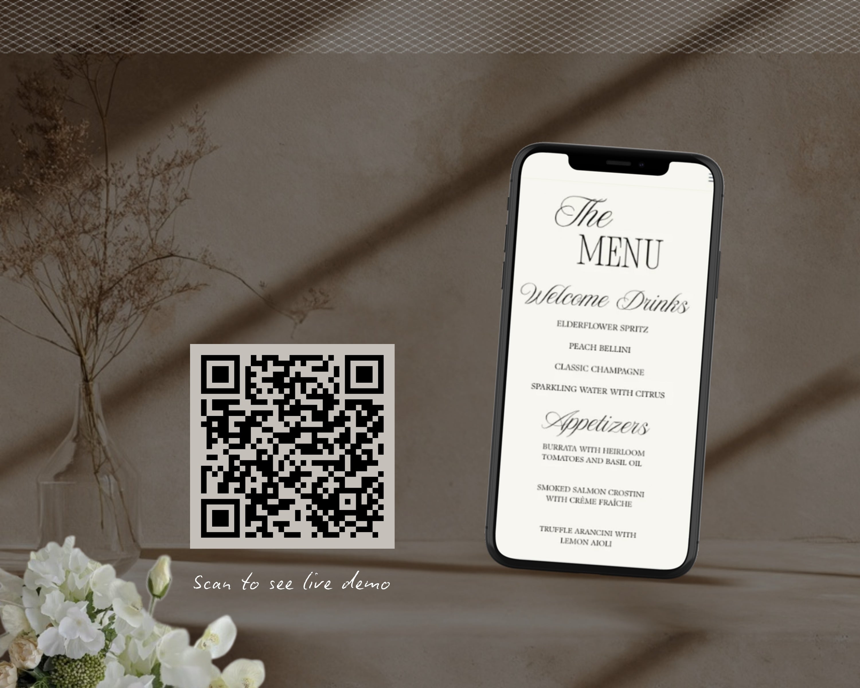 Scan the QR code to see the live menu demo