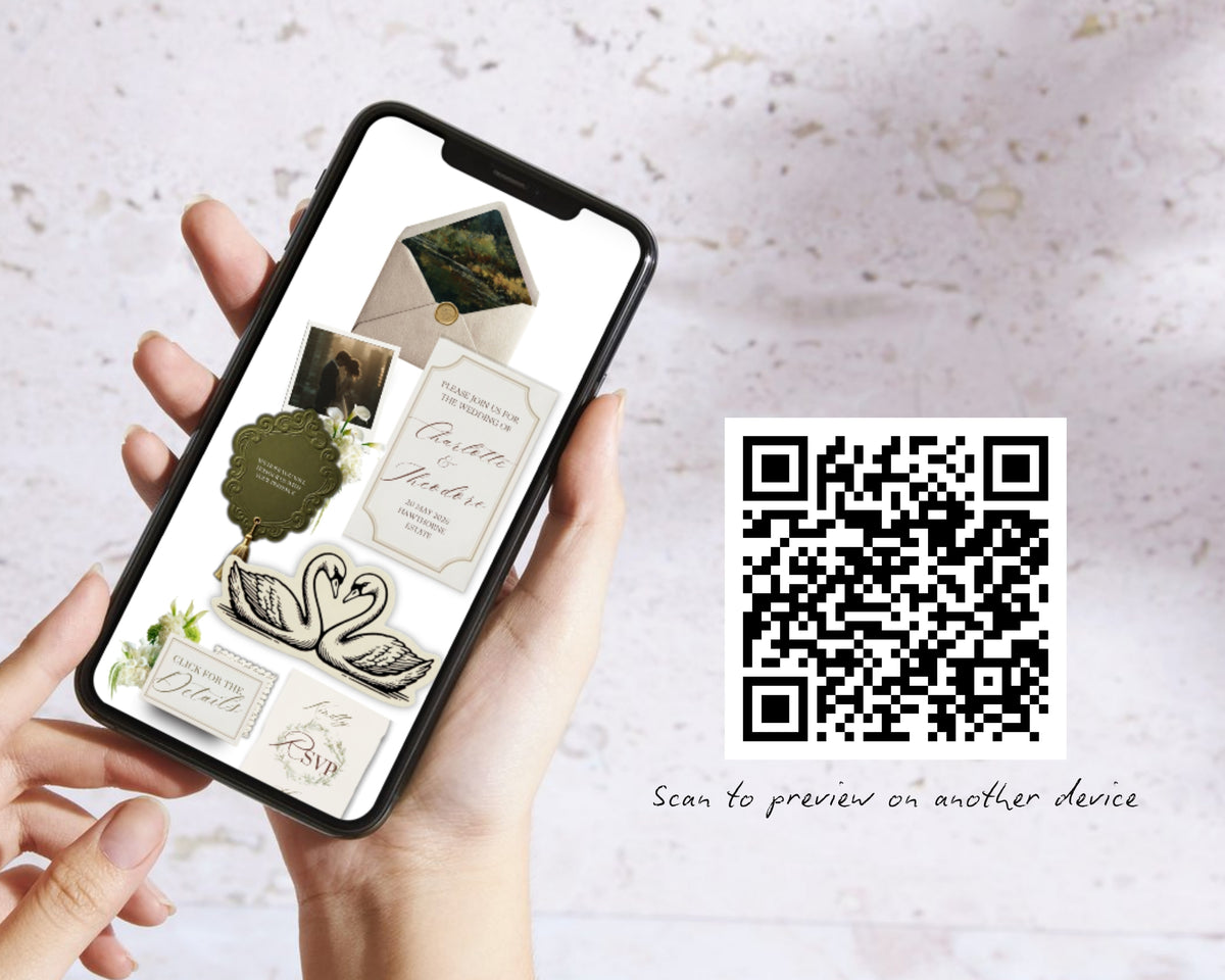 Scan the QR code to preview the Old Money website on another device