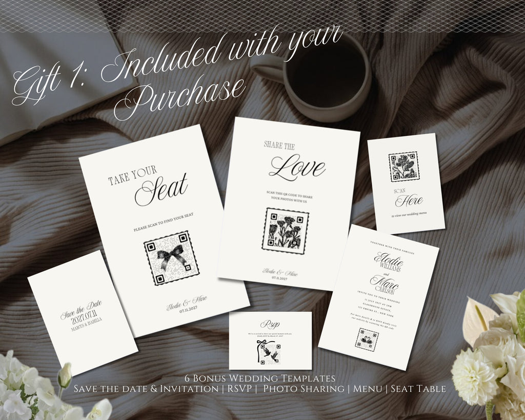 Gift 1: six bonus wedding templates included