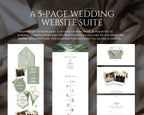 A five-page wedding website suite — Dusty Sage & Ivory