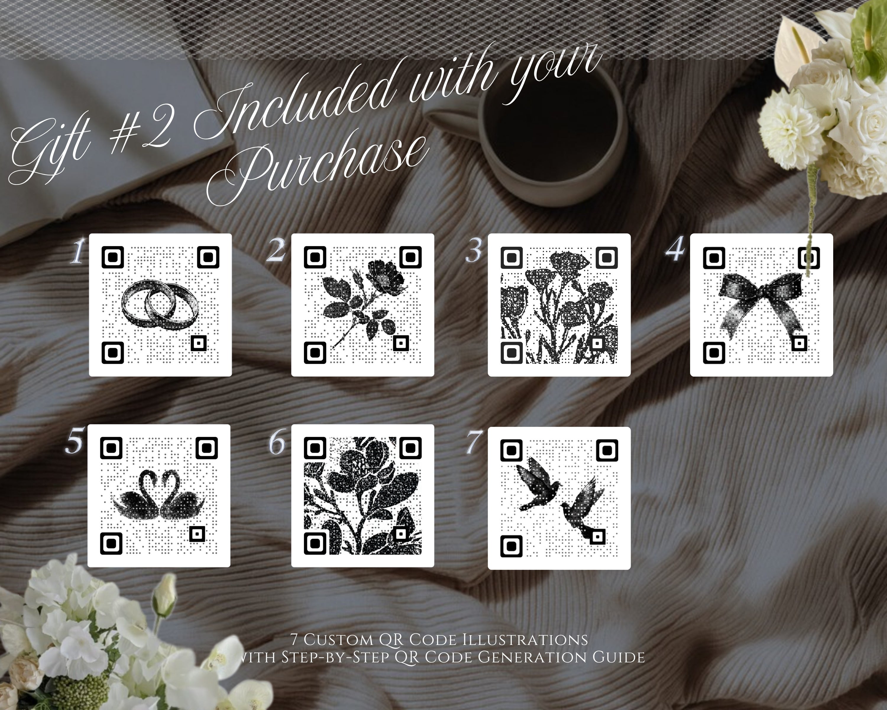 Gift 2: seven custom QR code illustrations included