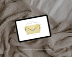 Butter Yellow wedding website shown on a tablet