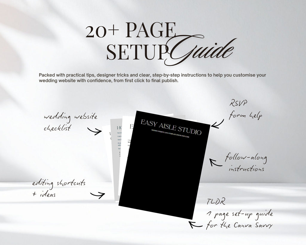 Twenty-plus page setup guide included with the template