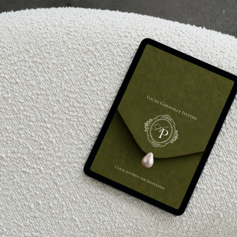 Old Money Olive Green Wedding Website Template