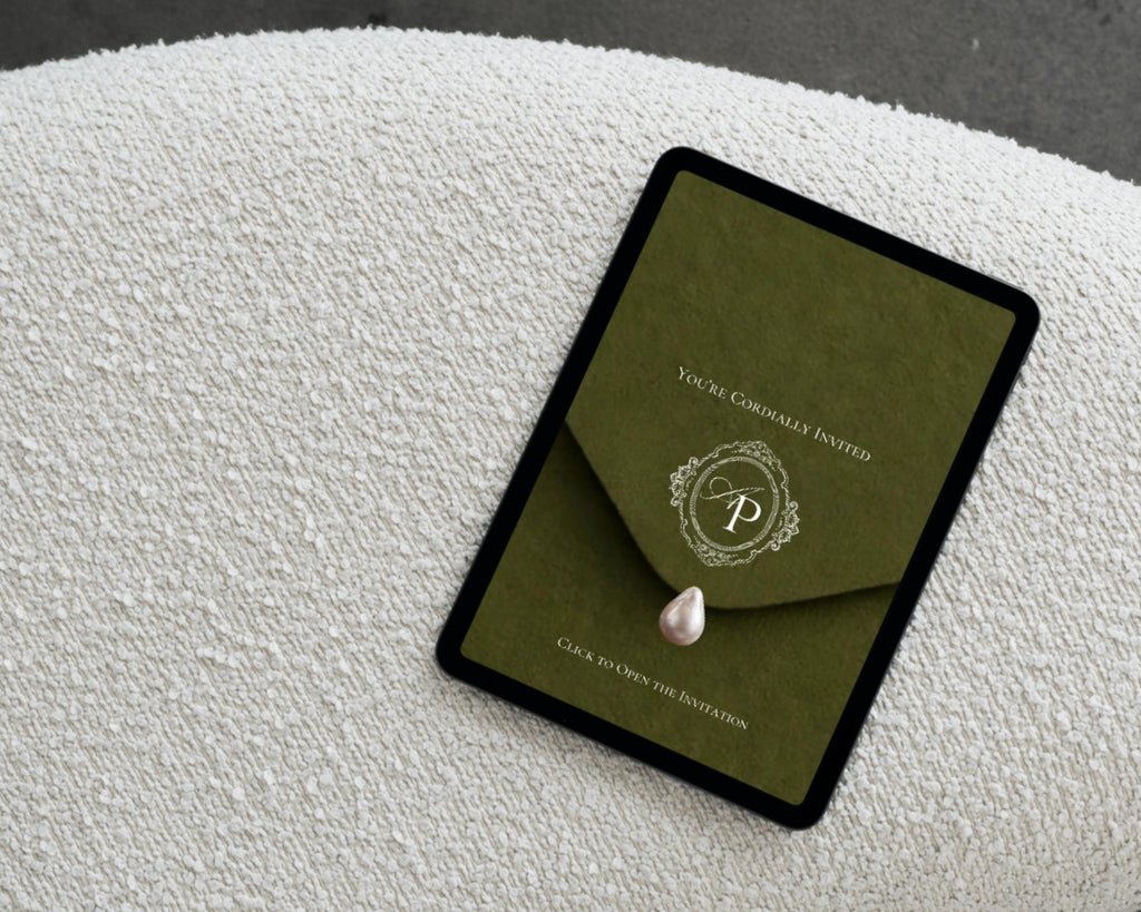 Old Money Olive Green Wedding Website Template