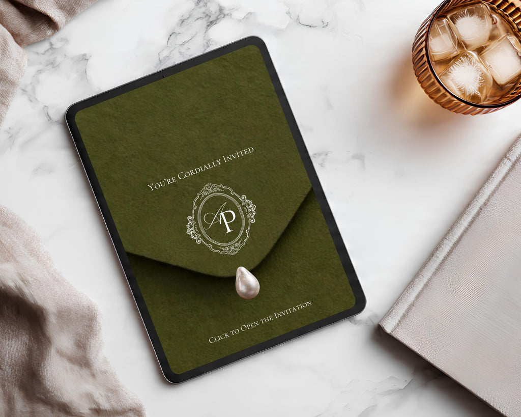 Old Money Olive Green Wedding Website Template