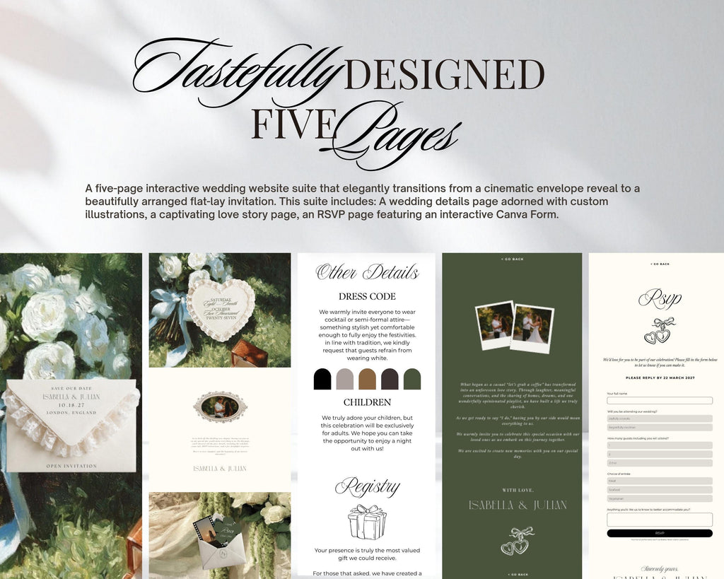 Olive and Lace Wedding Website Template