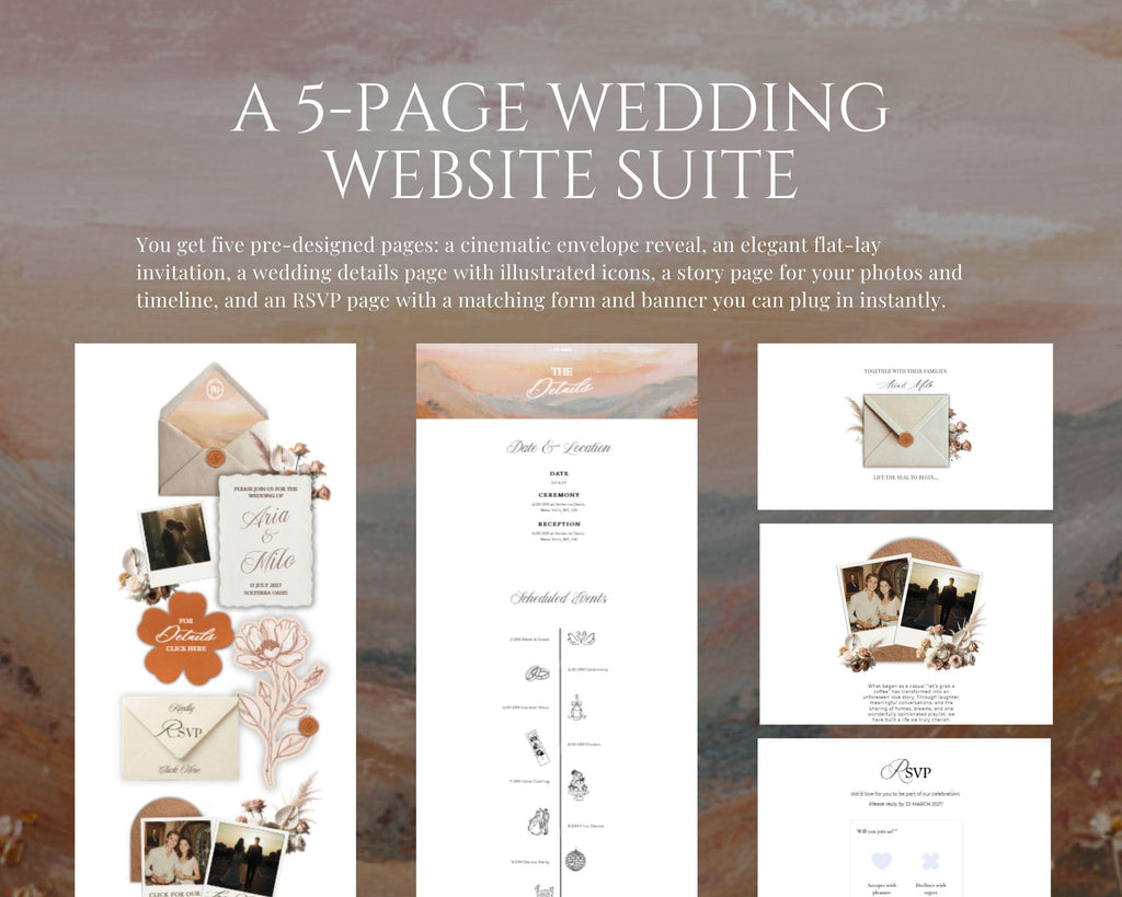 Boho Terracotta Wedding Website Template