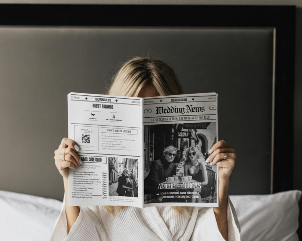 Vintage Wedding Newspaper Program Template