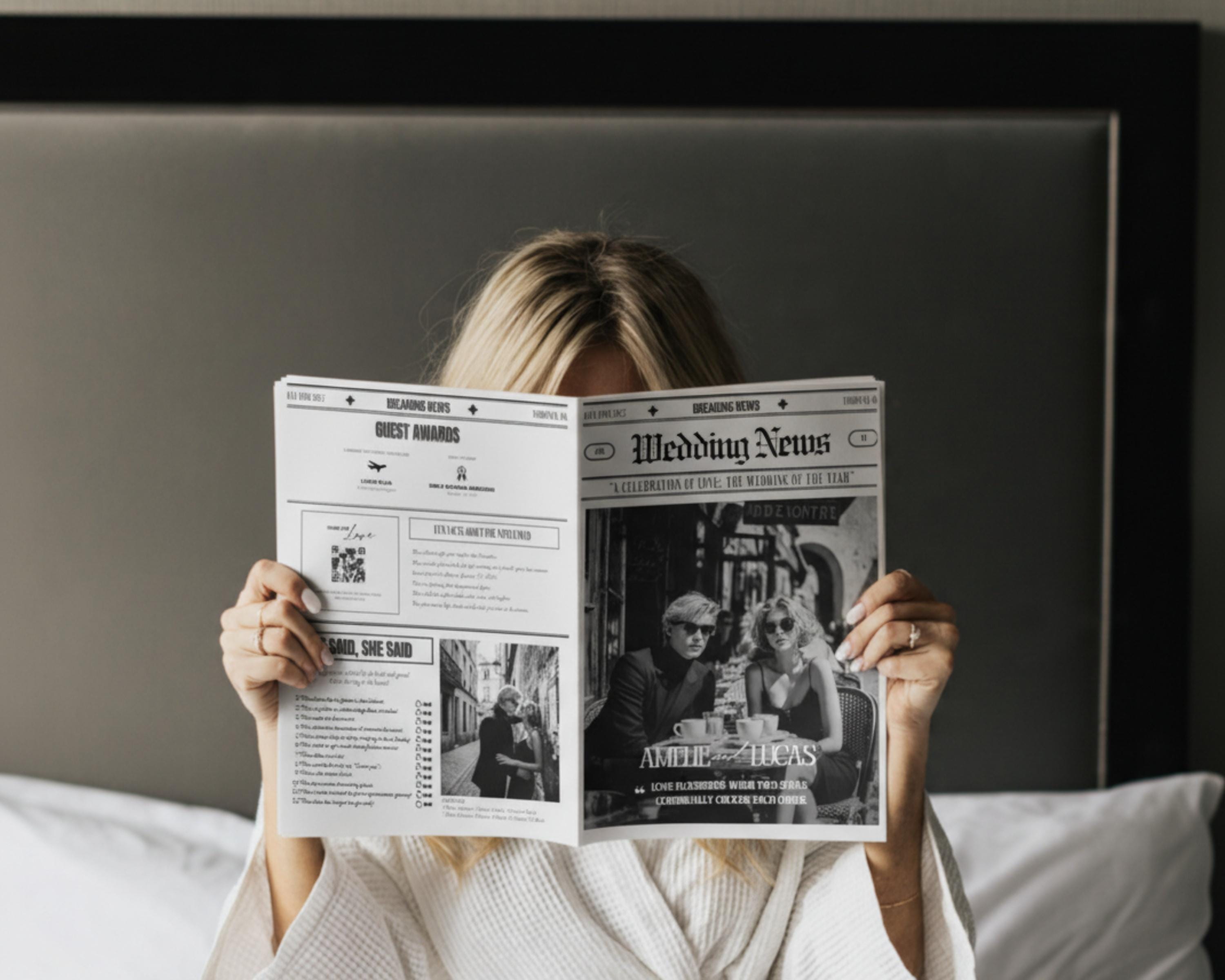 Vintage Wedding Newspaper Program Template