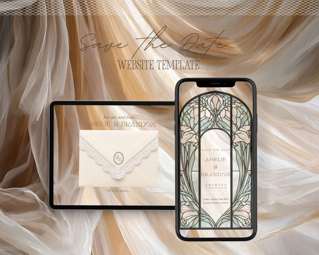 Stained Glass Save the Date Website Template