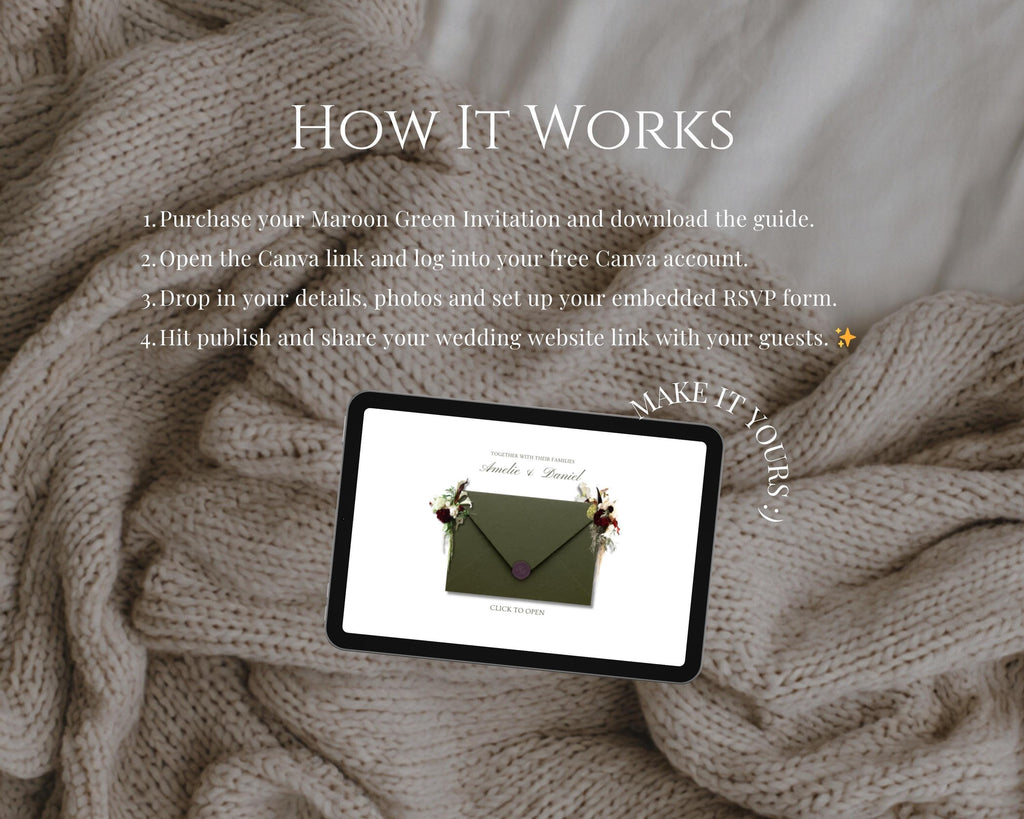 Burgundy & Olive Save the Date Website Template