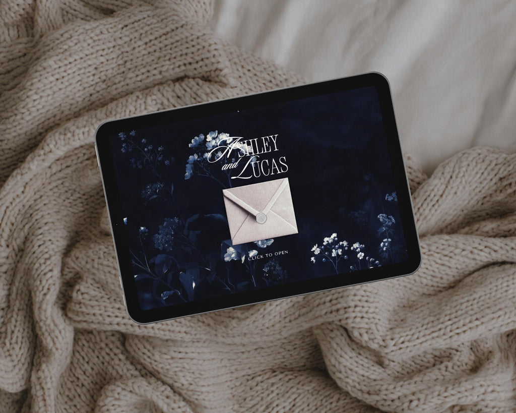Midnight Opulence Navy Save the Date Website Template