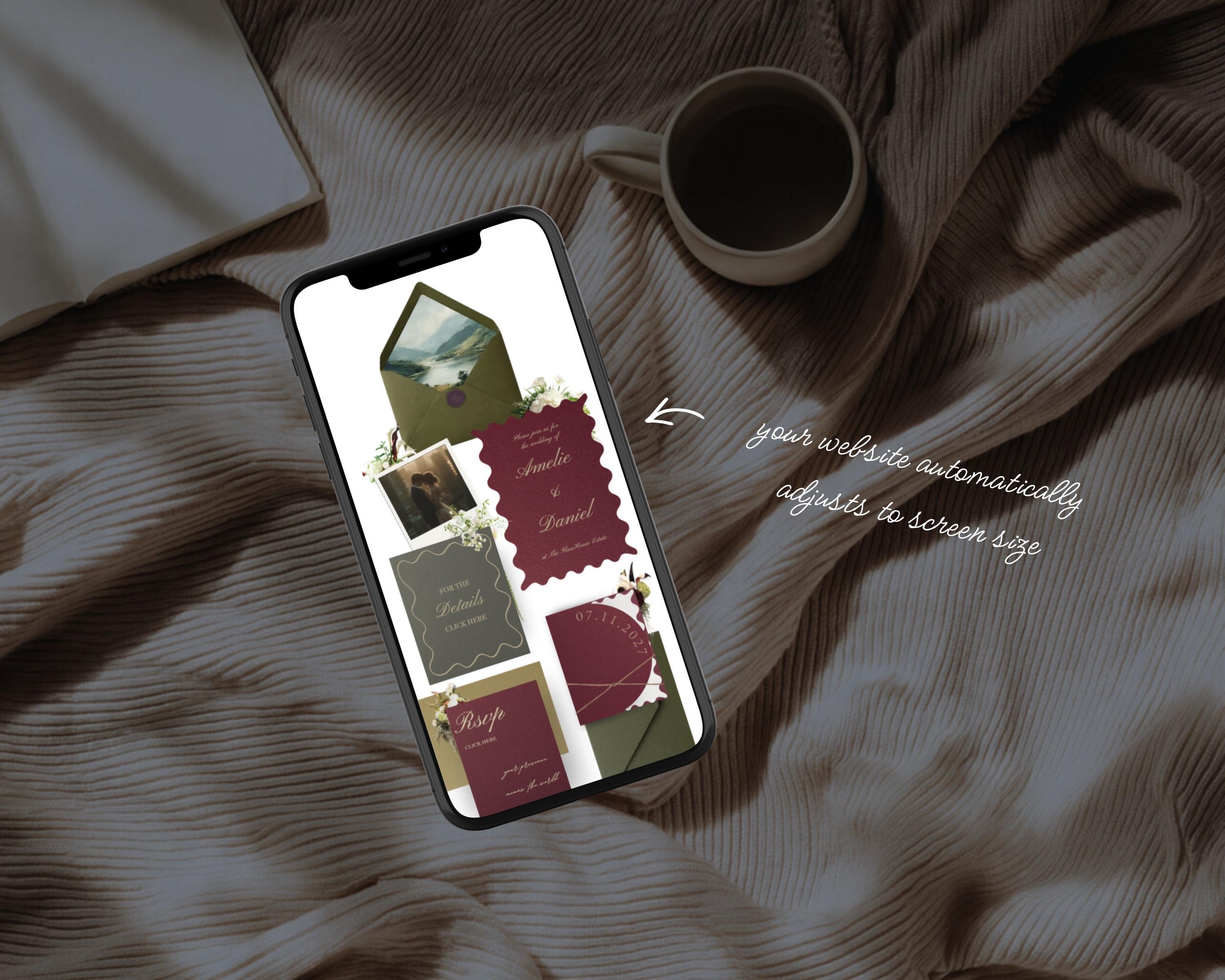 Burgundy & Olive Wedding Website Template