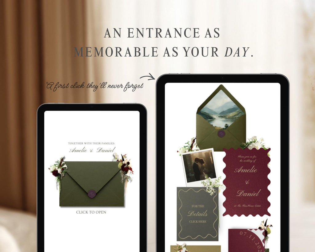 Burgundy & Olive Wedding Website Template
