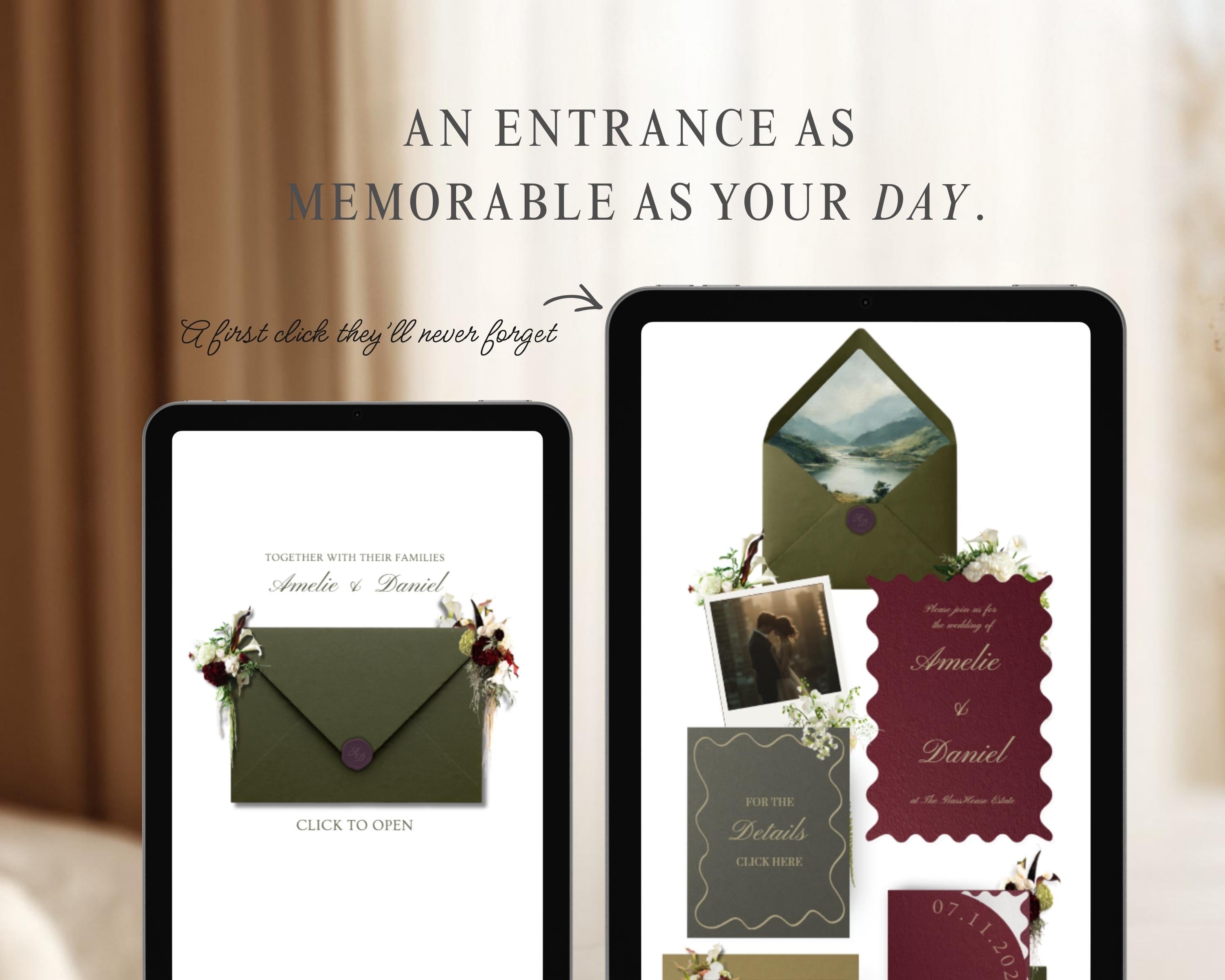 Burgundy & Olive Wedding Website Template