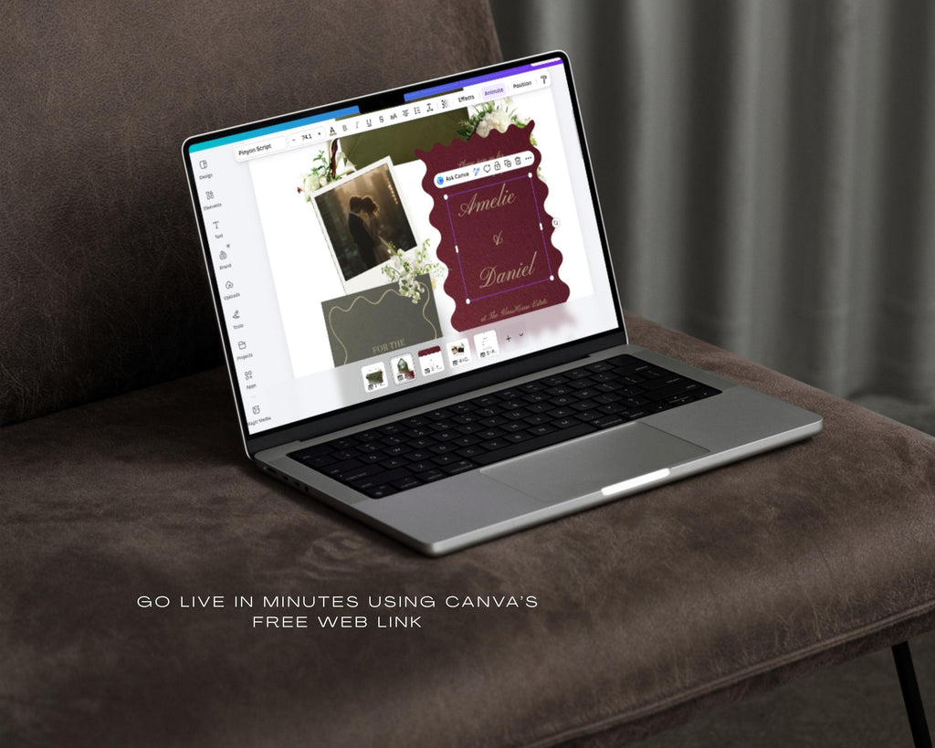 Burgundy & Olive Wedding Website Template