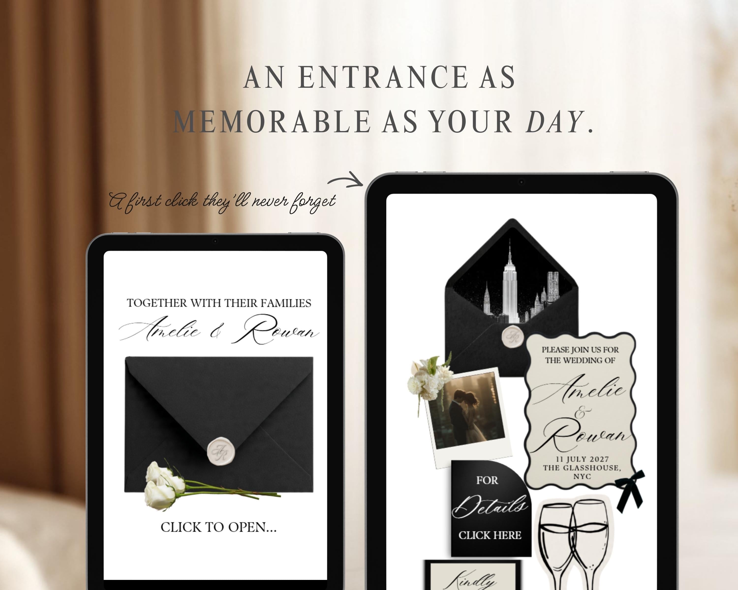 Fifth Avenue Black & White Wedding Website Template