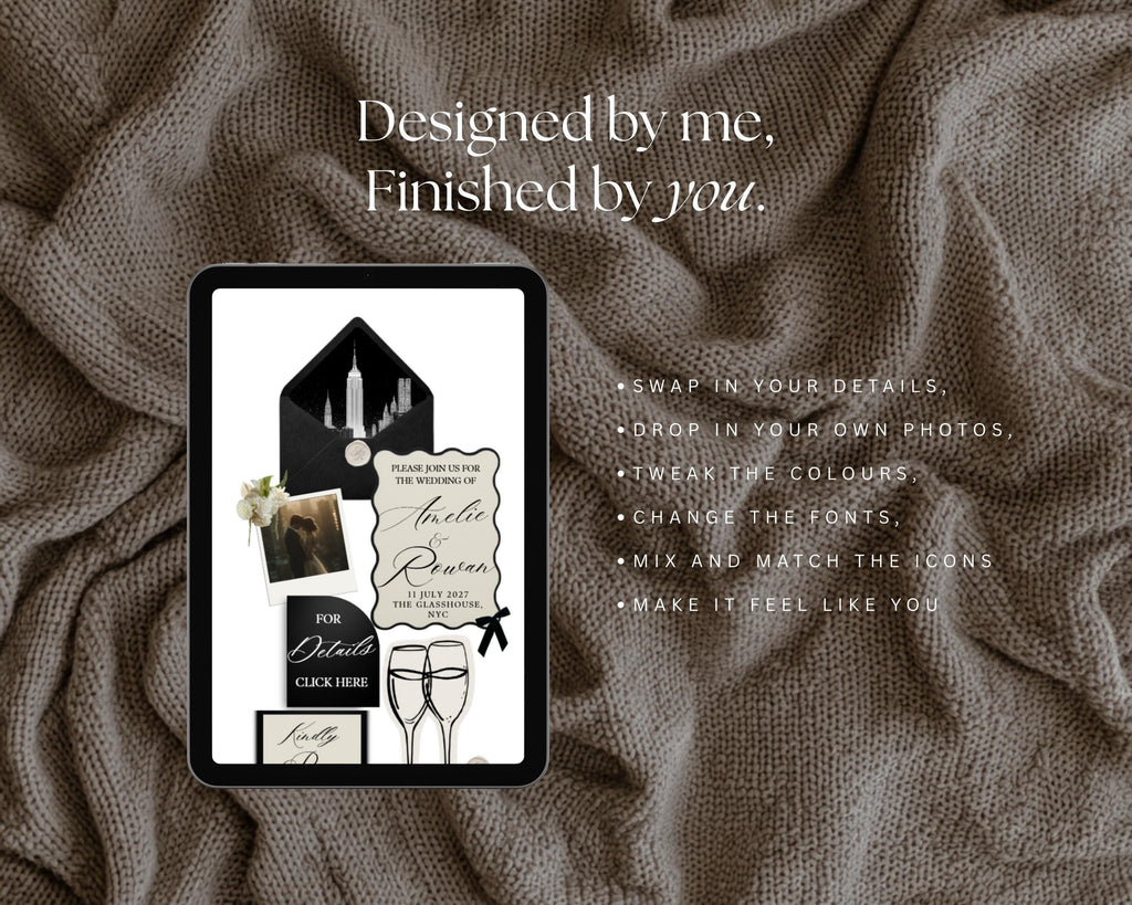 Fifth Avenue Black & White Wedding Website Template