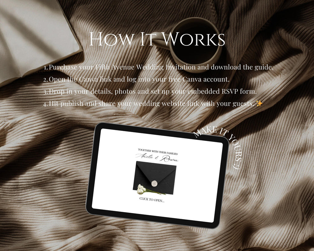 Fifth Avenue Black & White Wedding Website Template