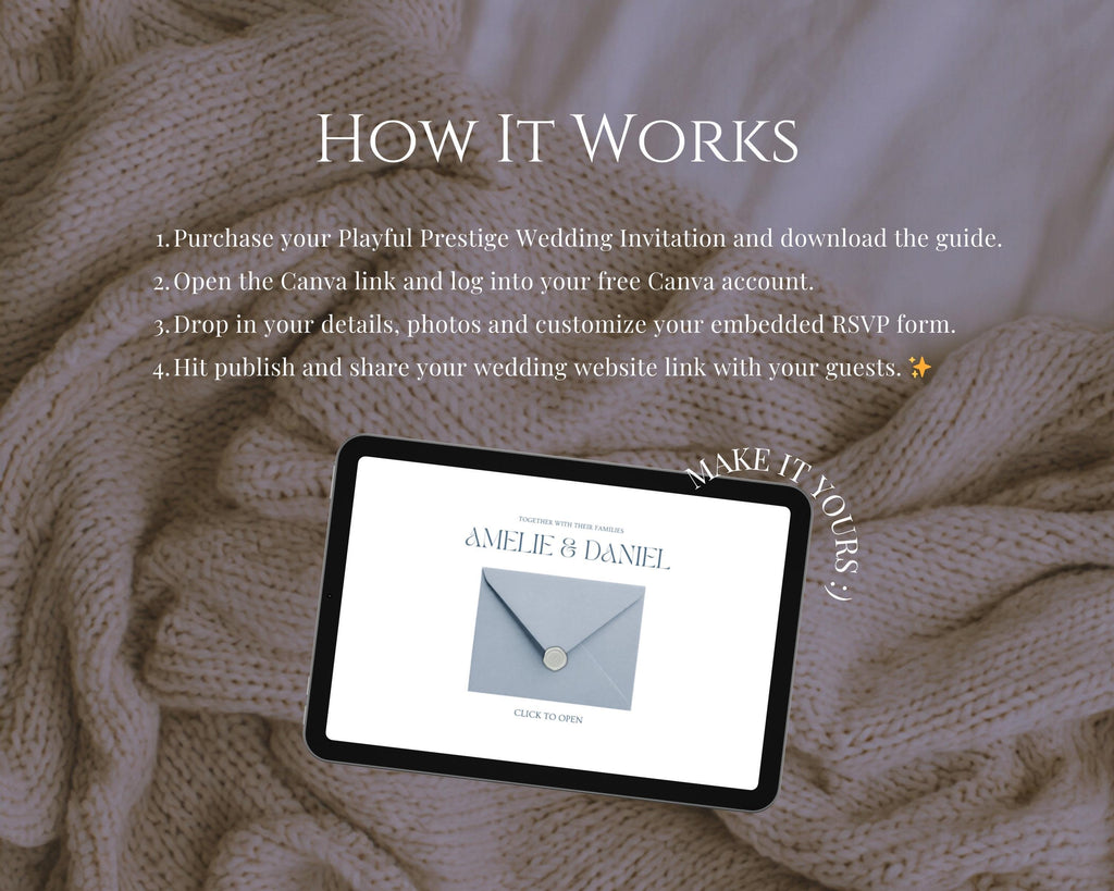 Playful Prestige (Blue Lavender Orange) Wedding Website Template