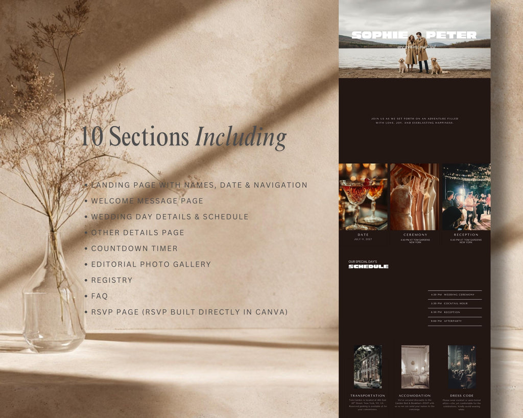 Neutral Black & Ivory Wedding Website Template