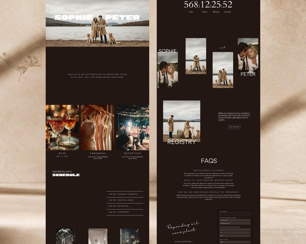 Neutral Black & Ivory Wedding Website Template