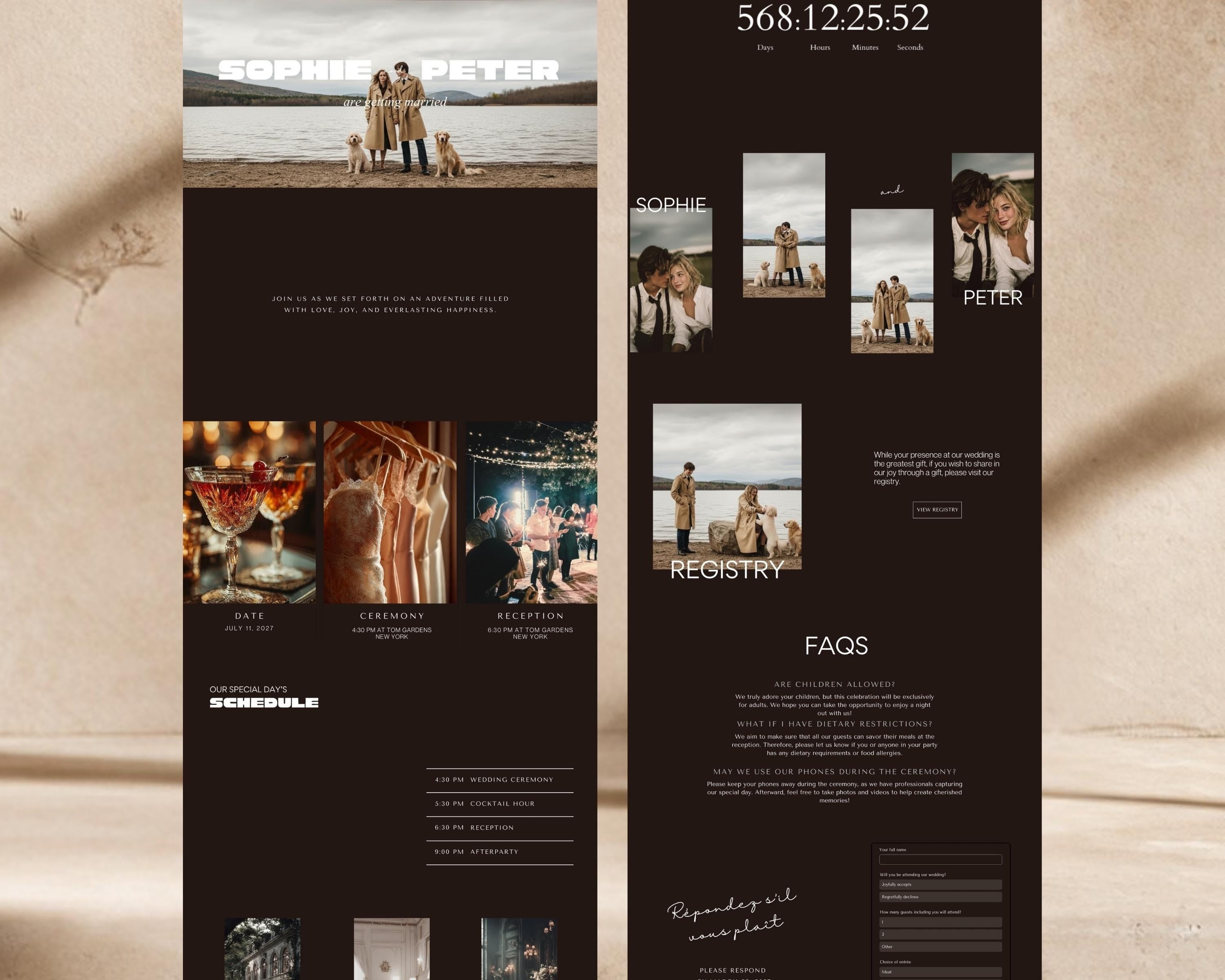 Neutral Black & Ivory Wedding Website Template