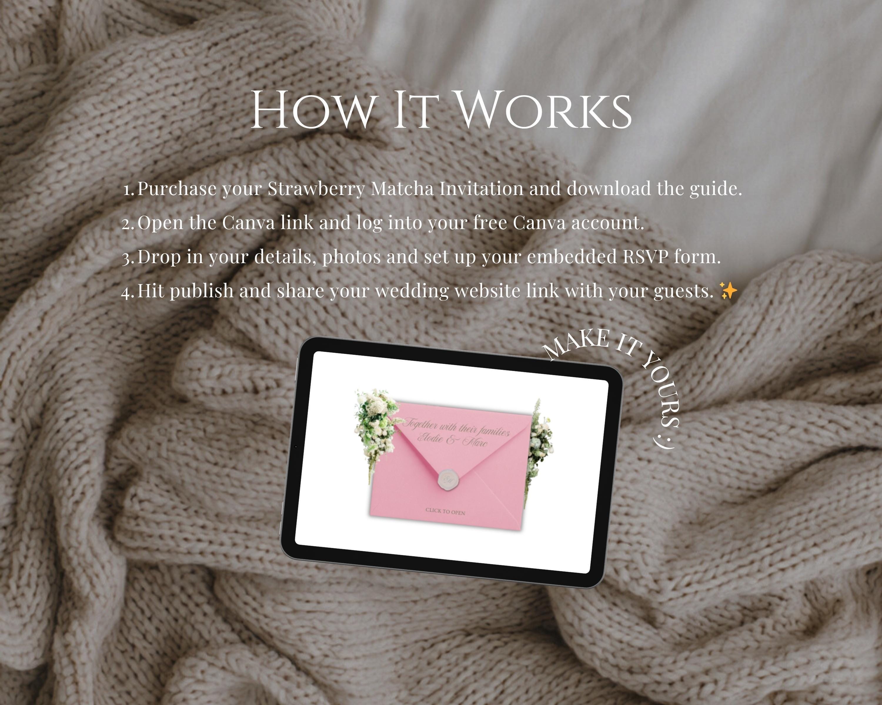Matcha Strawberry Save the Date Website Template