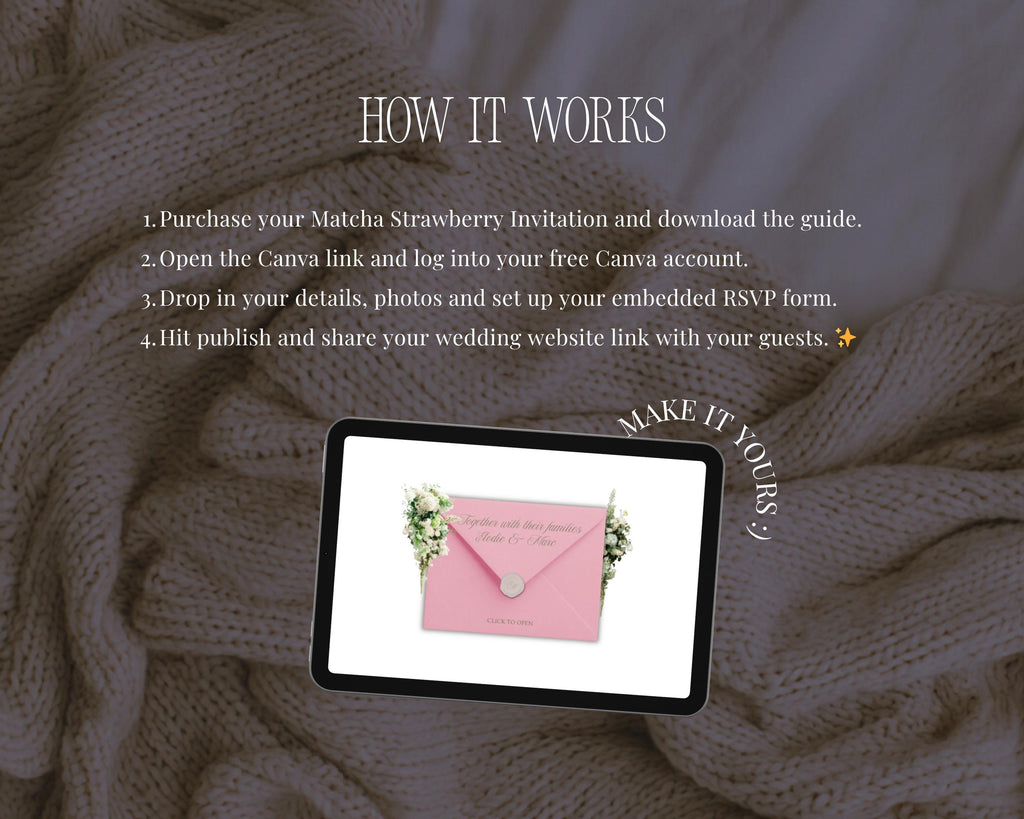 Strawberry Matcha Wedding Website Template