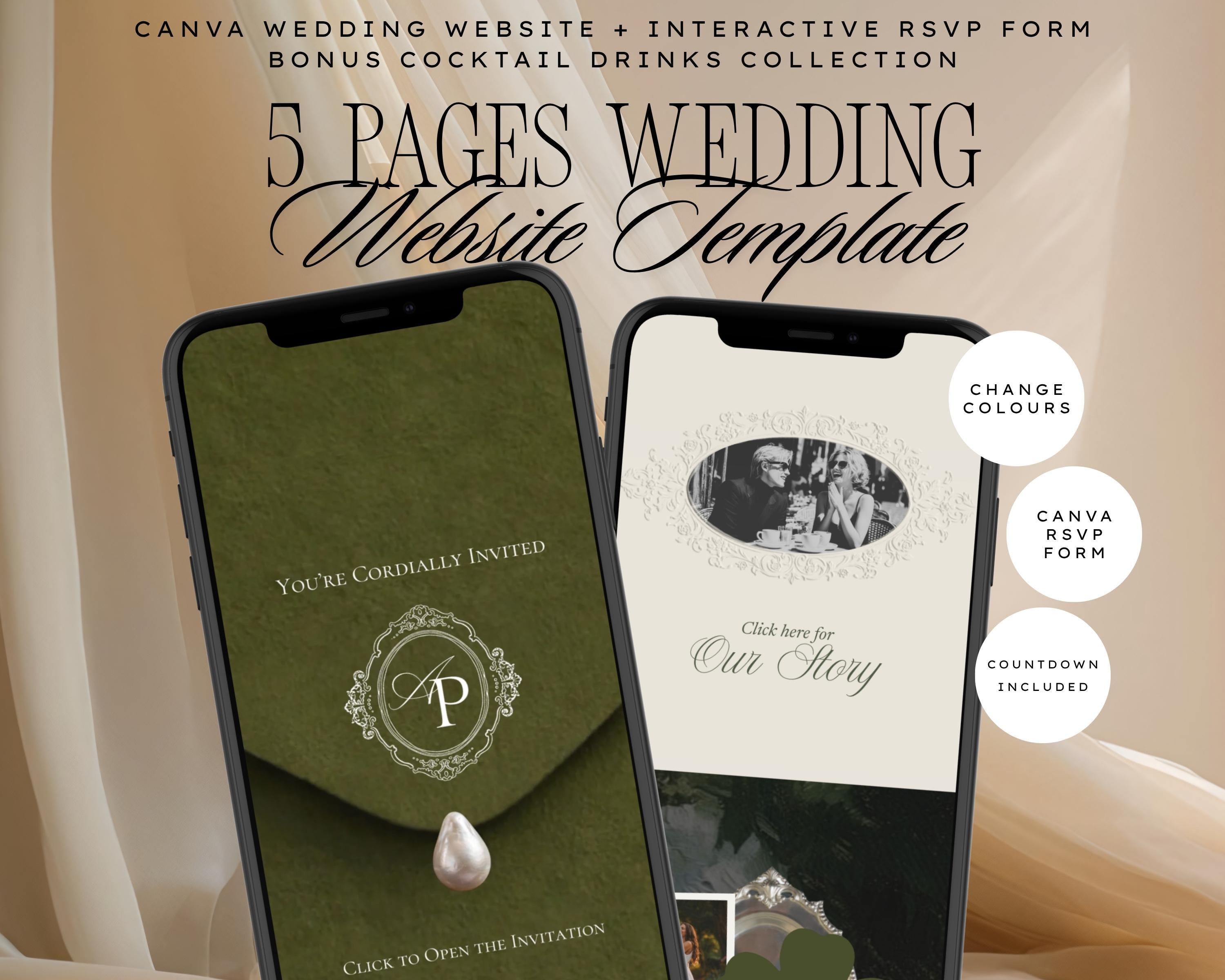 Old Money Olive Green Wedding Website Template