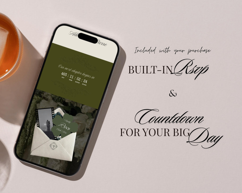 Old Money Olive Green Wedding Website Template