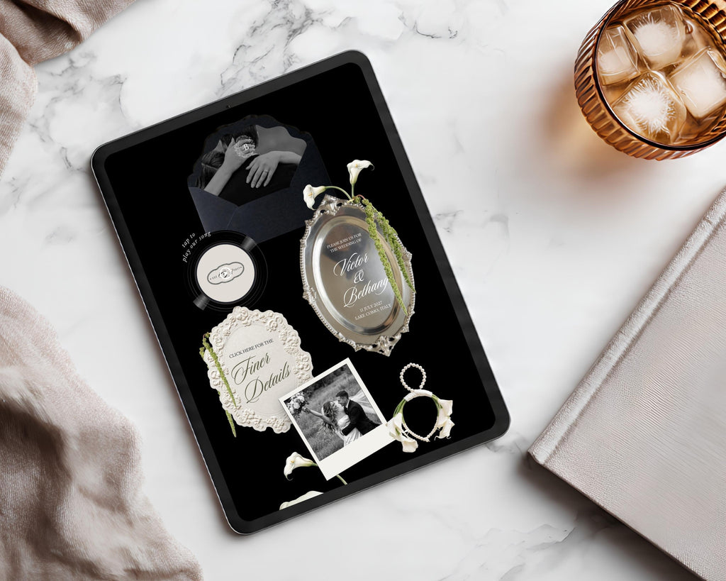 Old Money Black and White Wedding Website Template