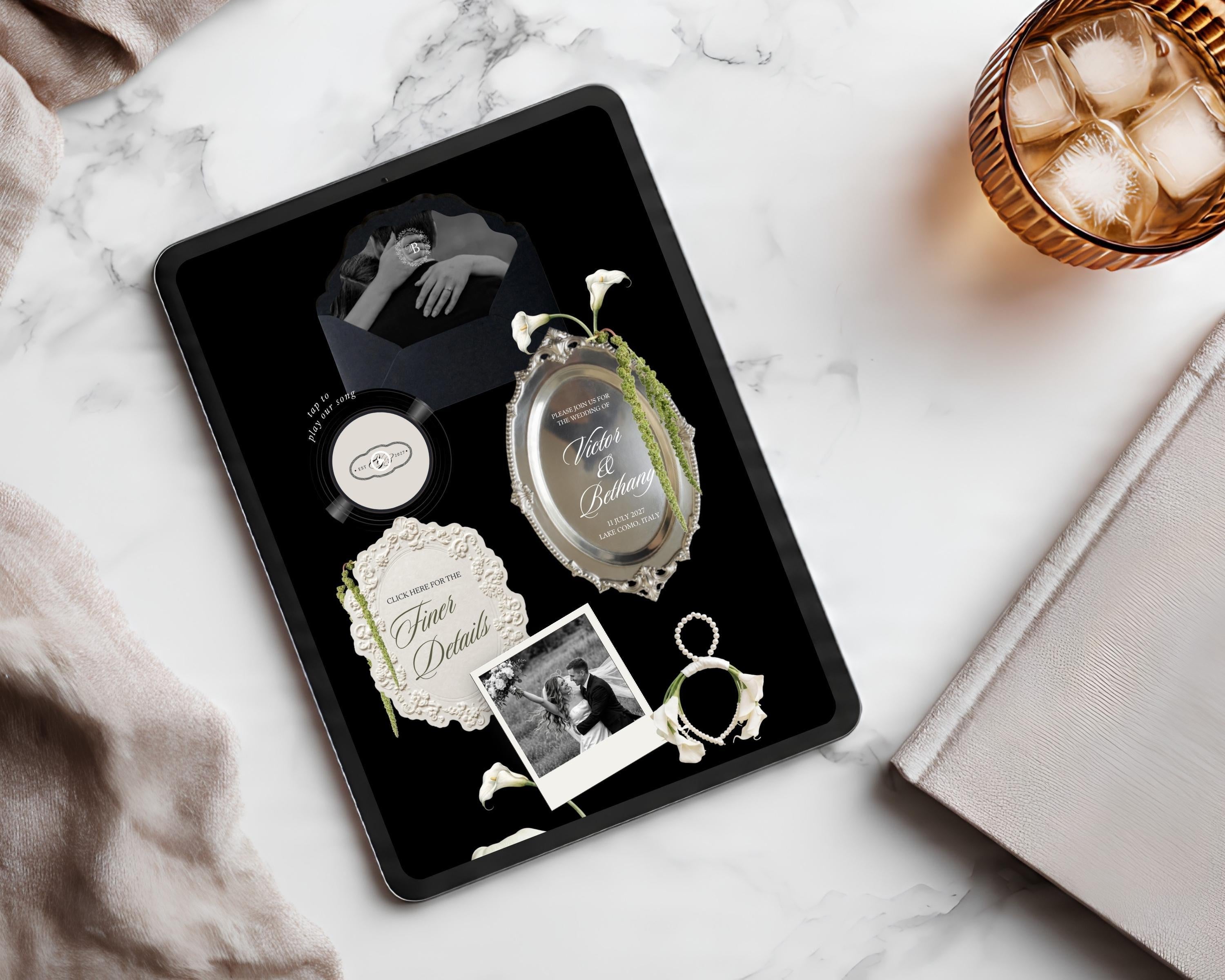 Old Money Black and White Wedding Website Template