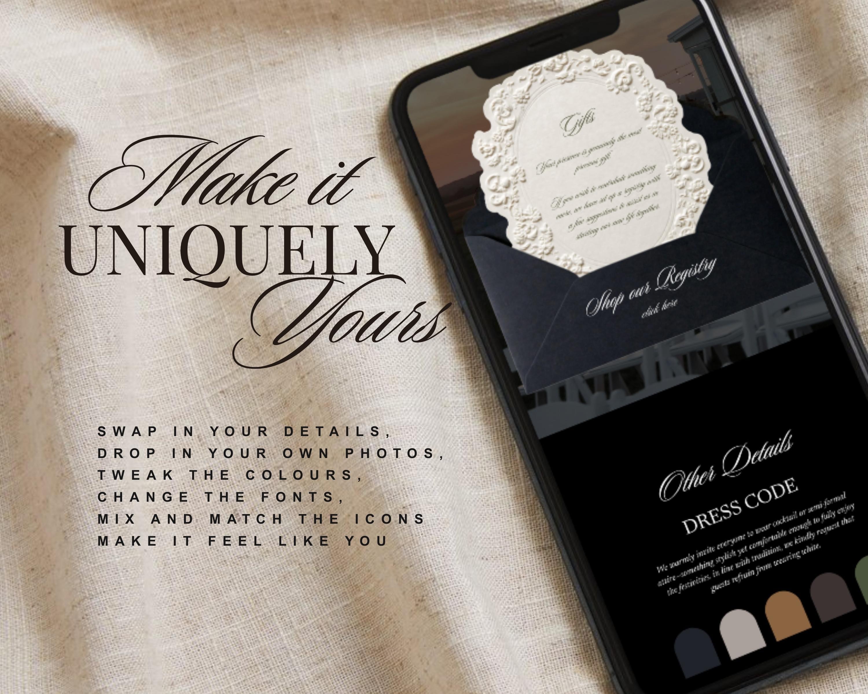 Old Money Black and White Wedding Website Template
