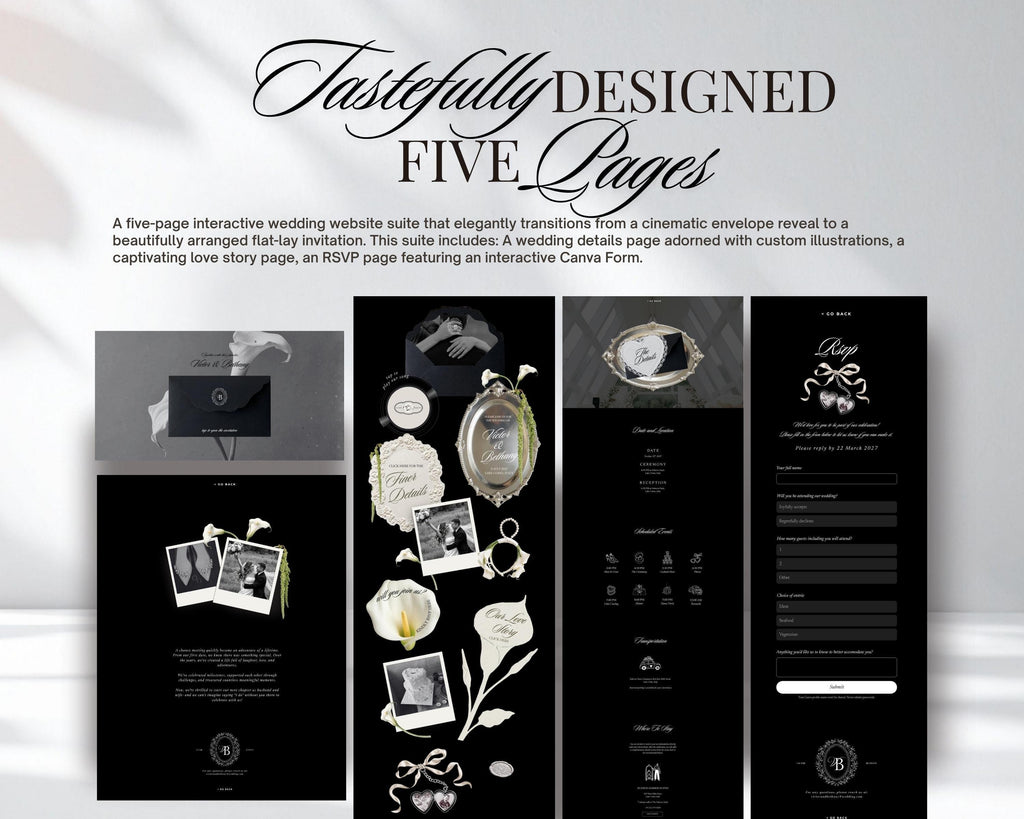Old Money Black and White Wedding Website Template