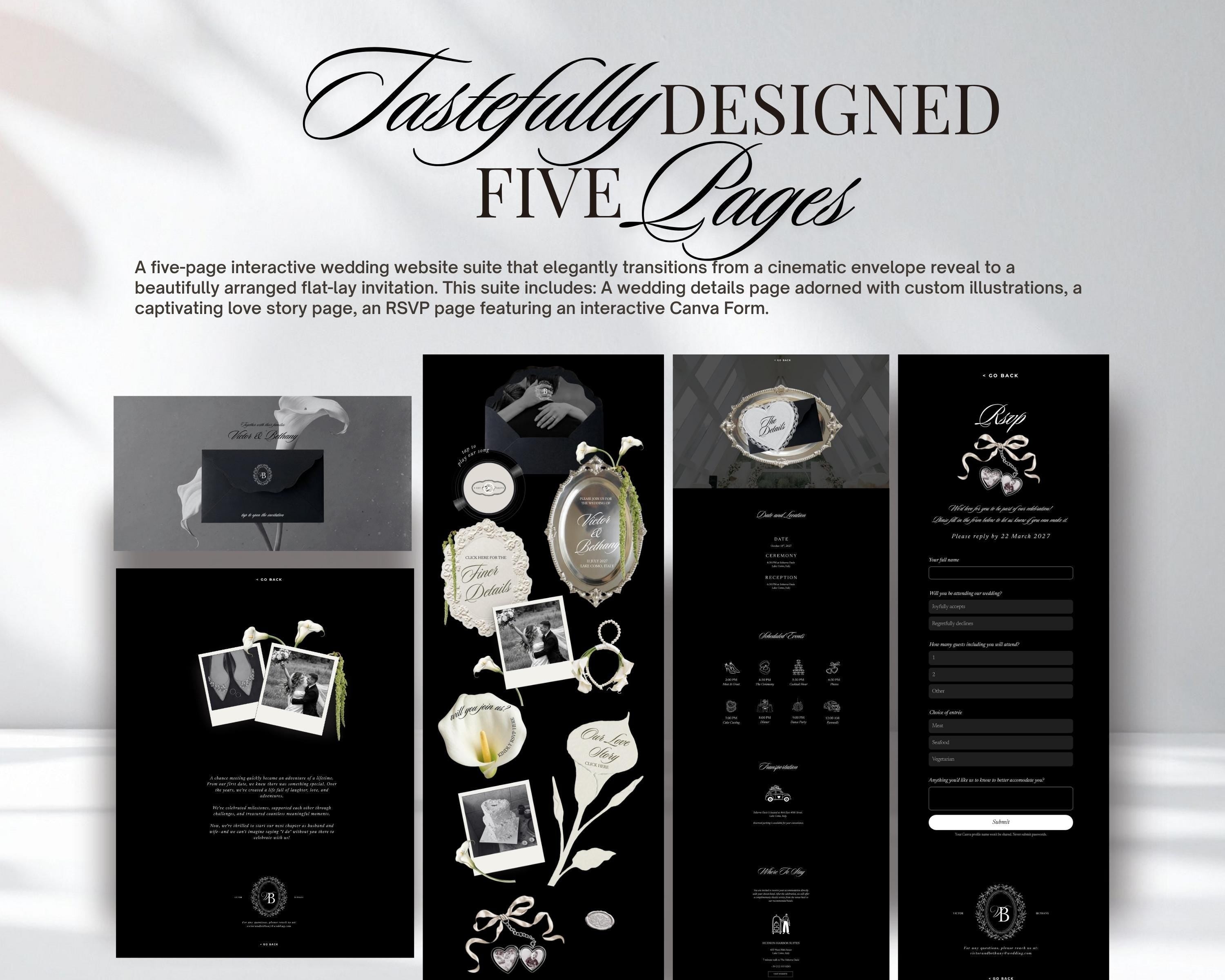Old Money Black and White Wedding Website Template