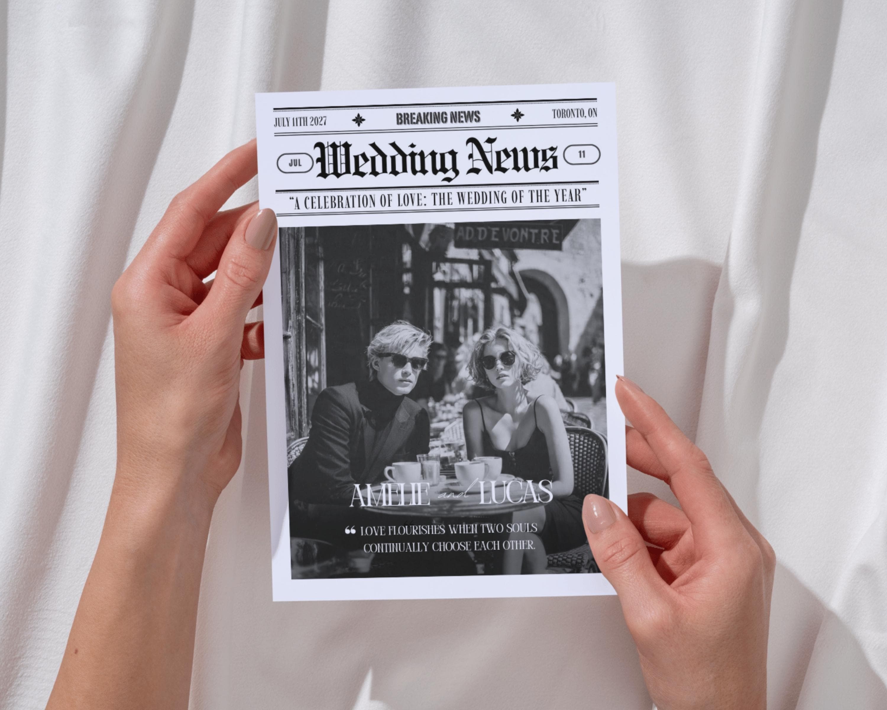 Vintage Wedding Newspaper Program Template