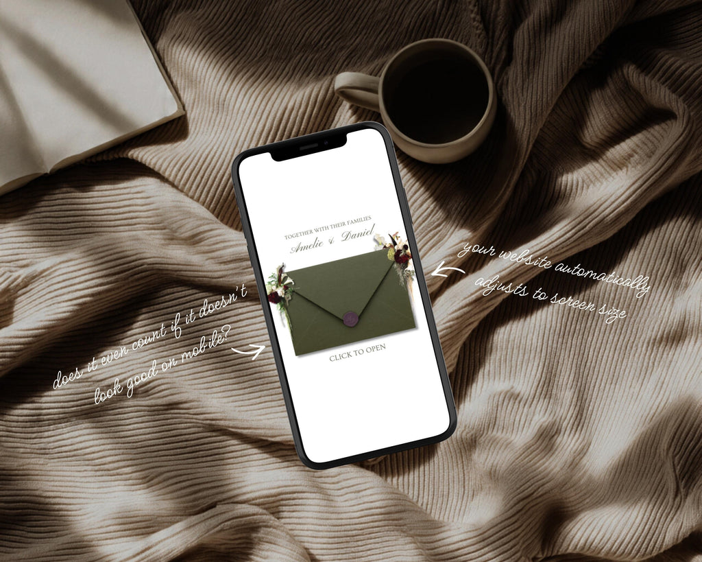 Burgundy & Olive Save the Date Website Template