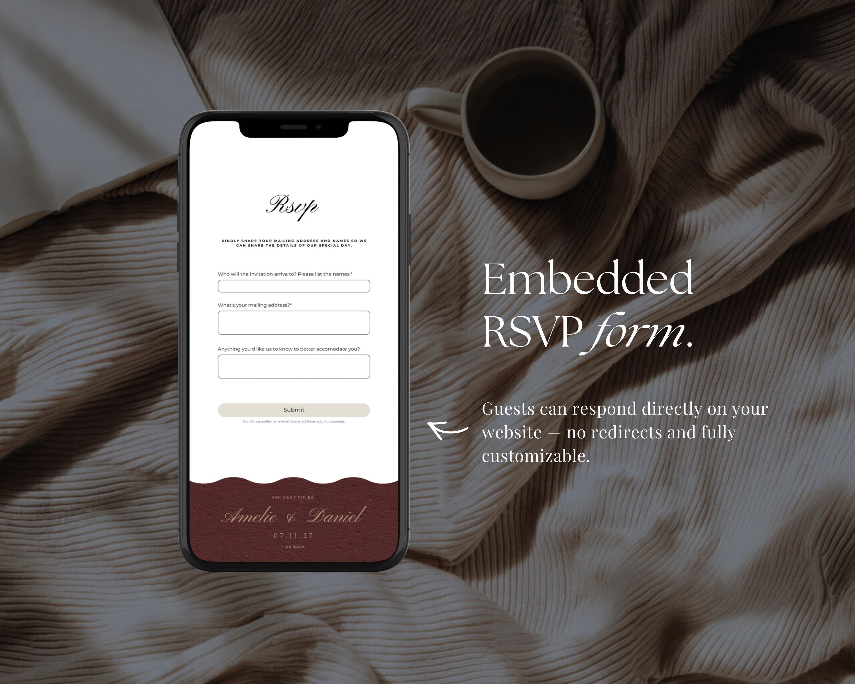 Burgundy & Olive Save the Date Website Template