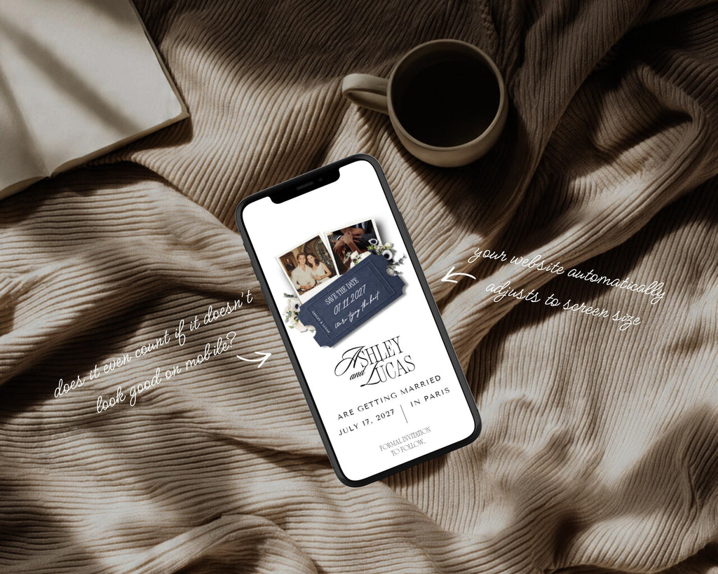 Midnight Opulence Navy Save the Date Website Template