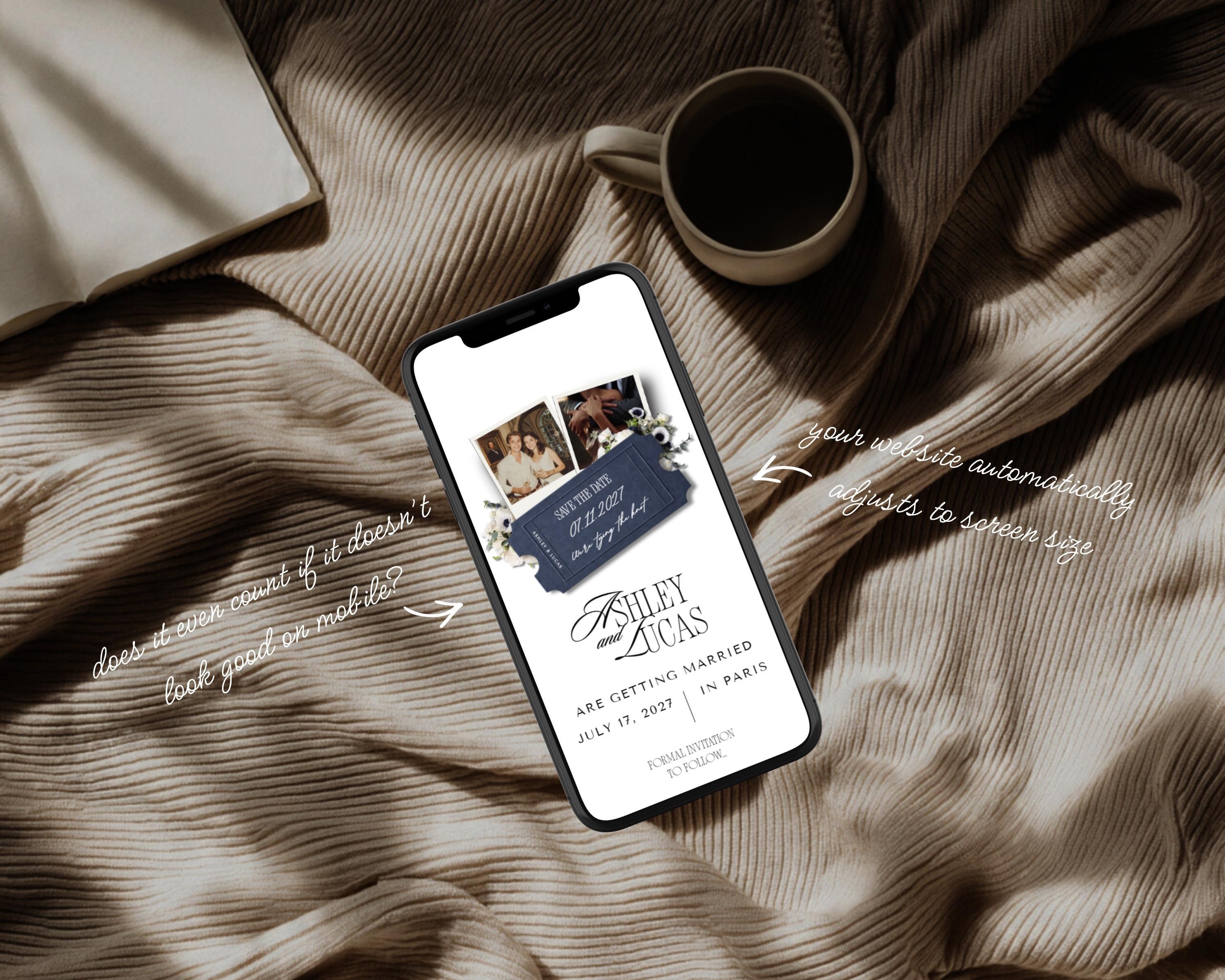 Midnight Opulence Navy Save the Date Website Template