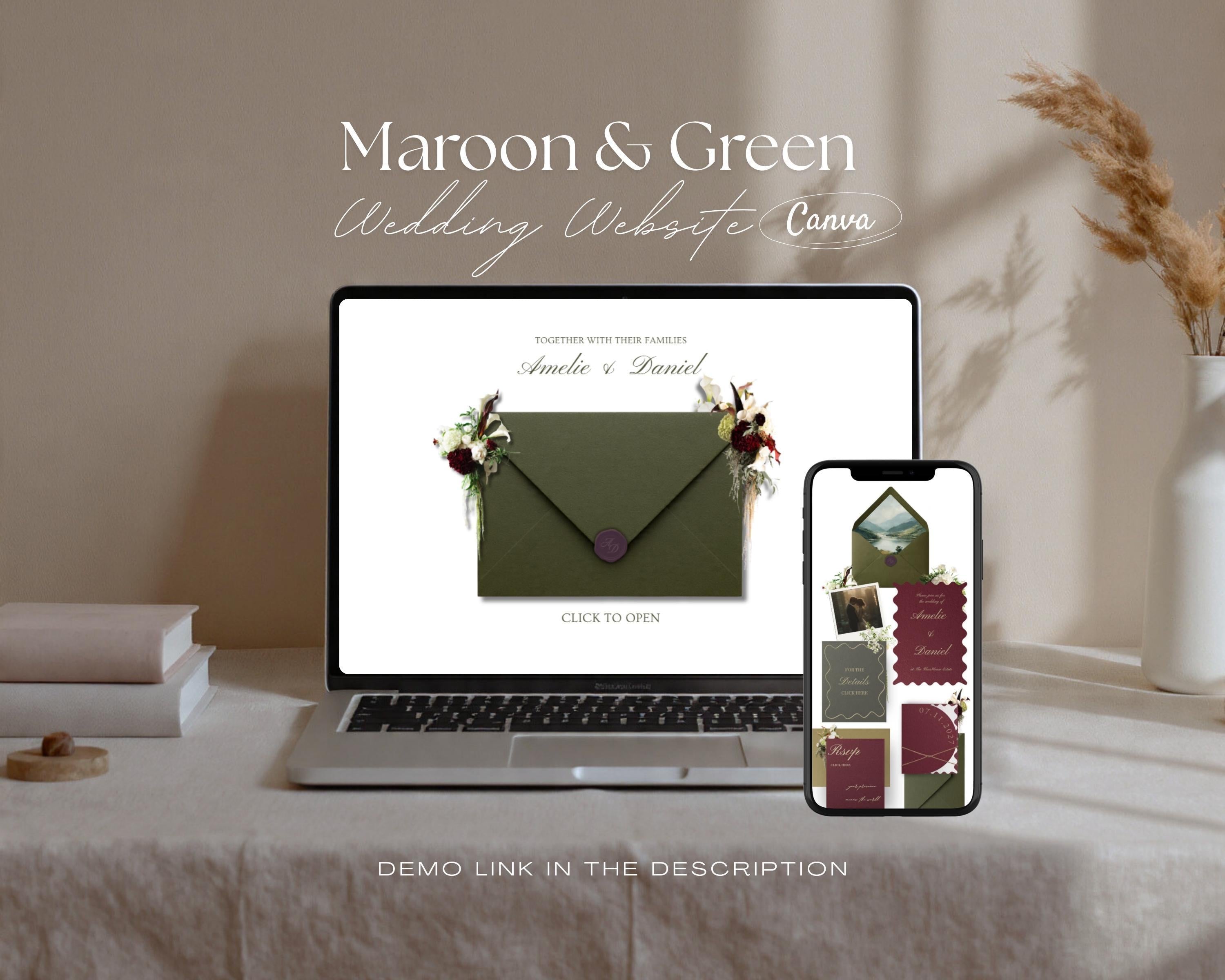 Burgundy & Olive Wedding Website Template