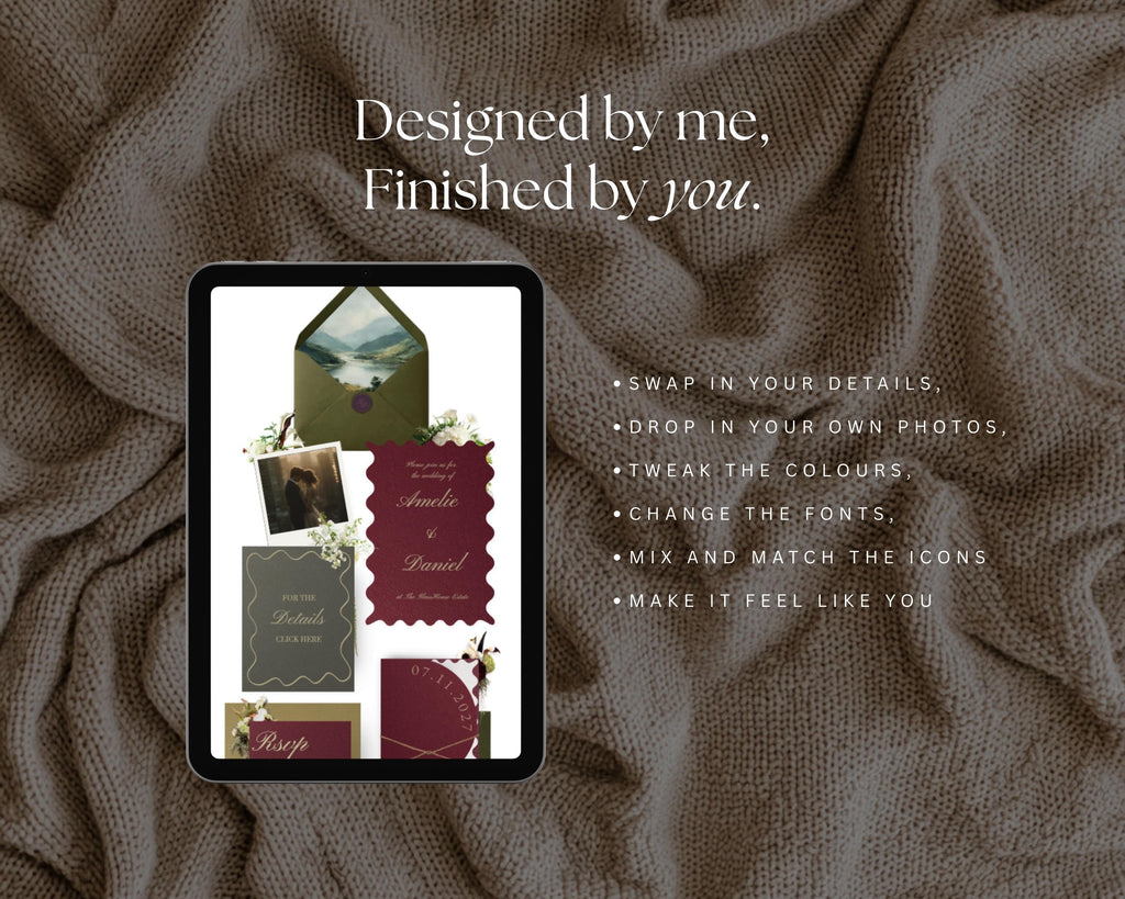 Burgundy & Olive Wedding Website Template