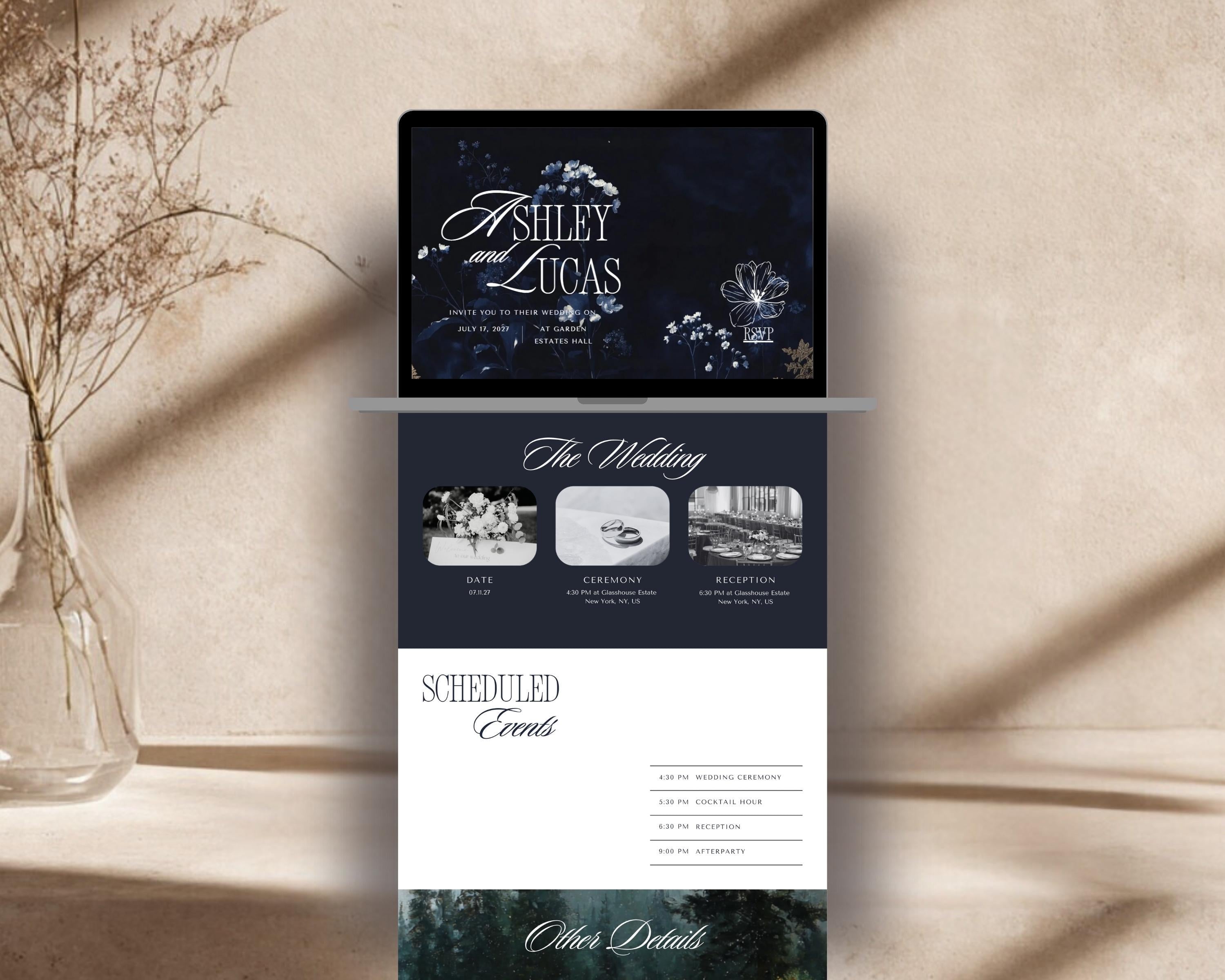 Navy & Ivory Wedding Website Template