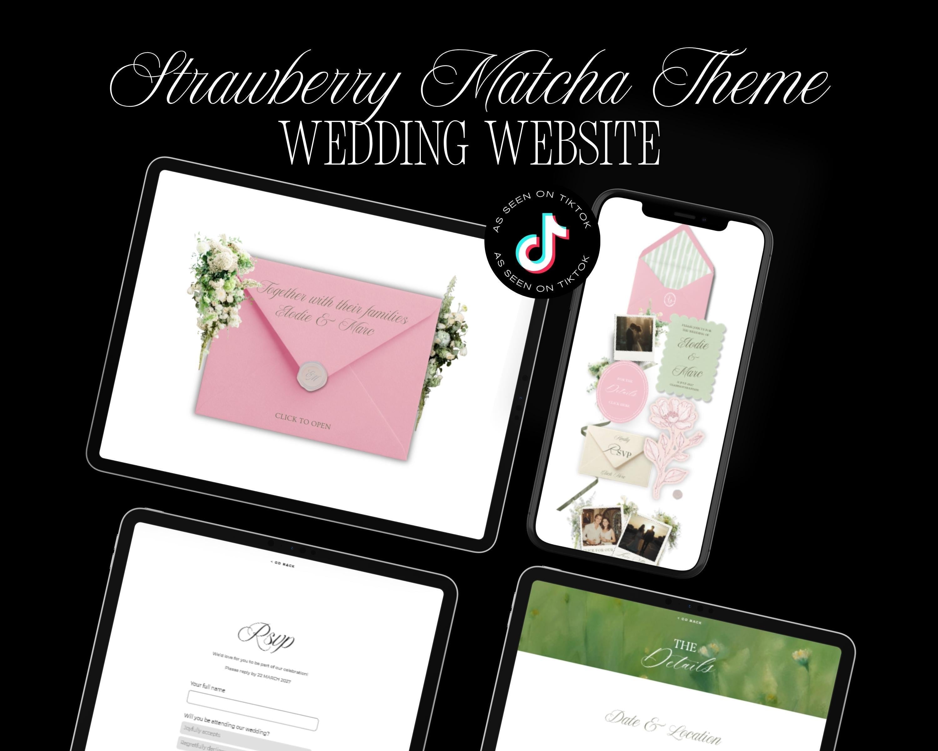 Strawberry Matcha Wedding Website Template