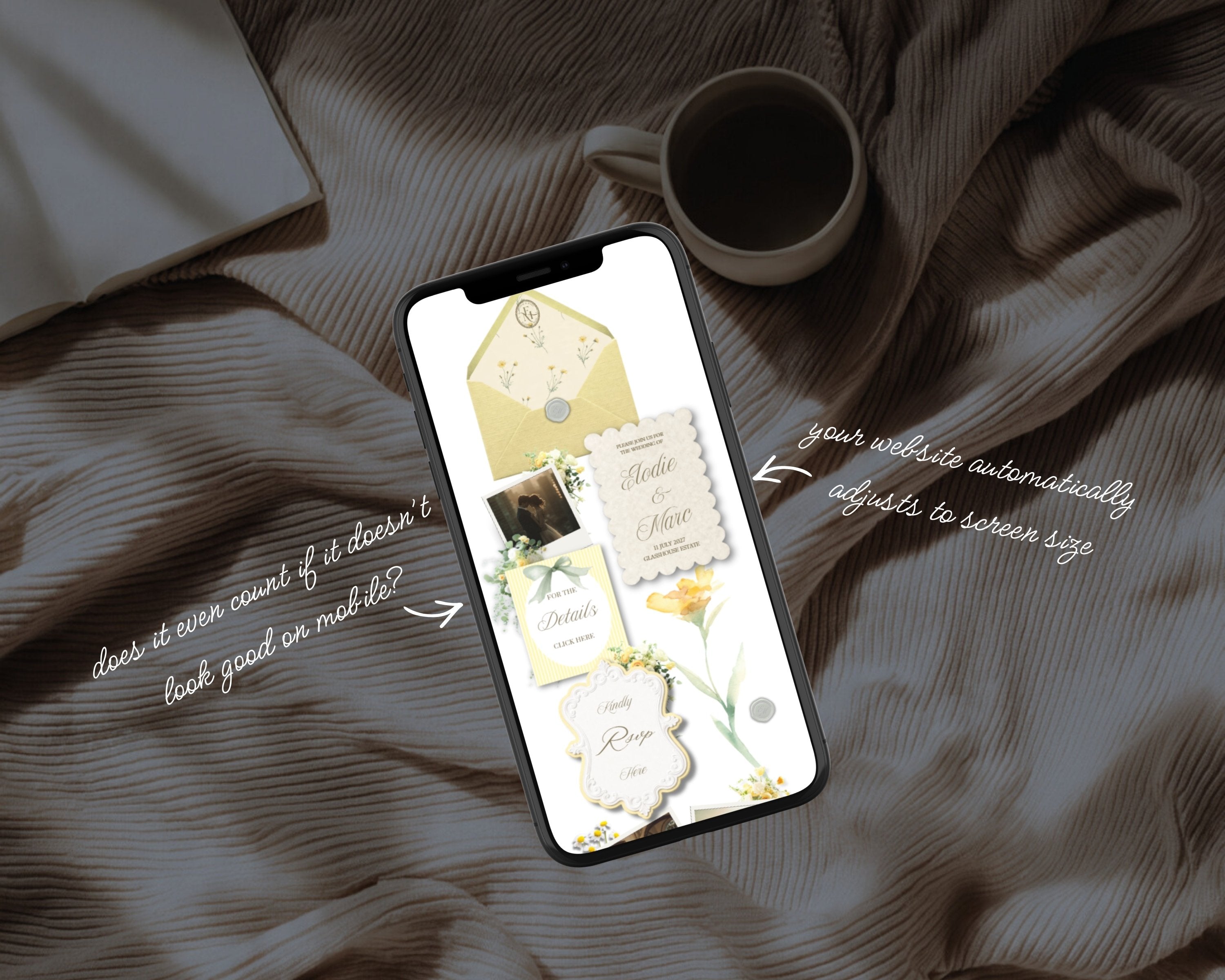 Butter Yellow Wedding Website Template preview 3